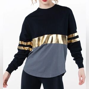 Balera Oversized Metallic Stripe Top PT11138 Gold